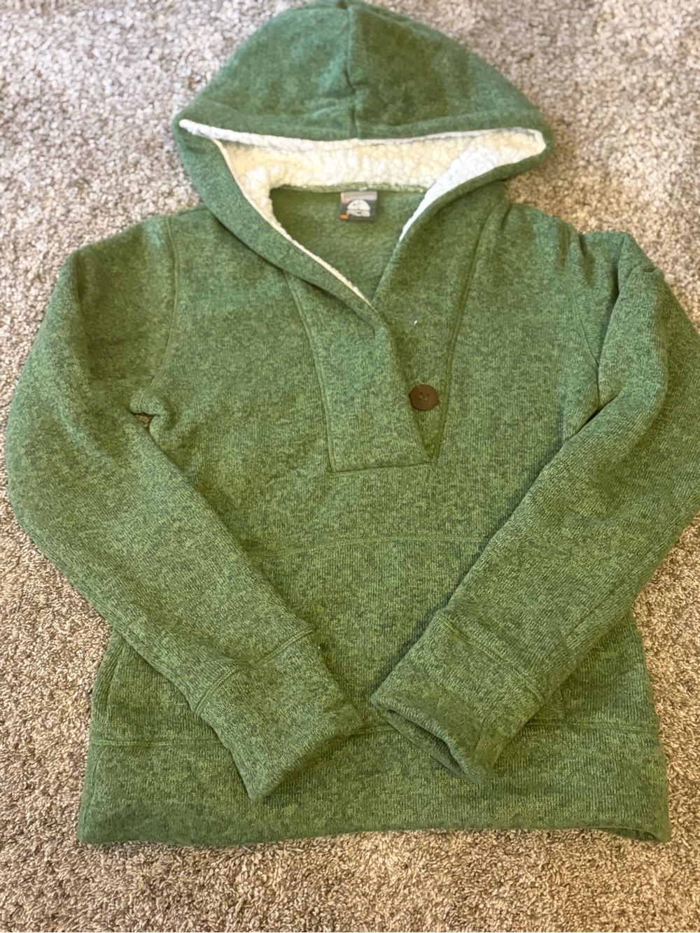 Vintage Nike ACG Hoodie Women’s S Green Sherpa Lined Buttoned Hooded Pullover